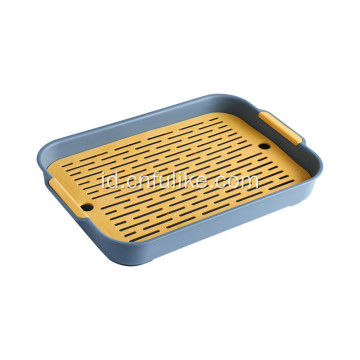 Piring Buah Modern Double Deck Drain Tray